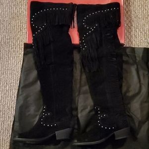NIB Naughty Monkey Suede 7.5 Over-the-Knee Boots